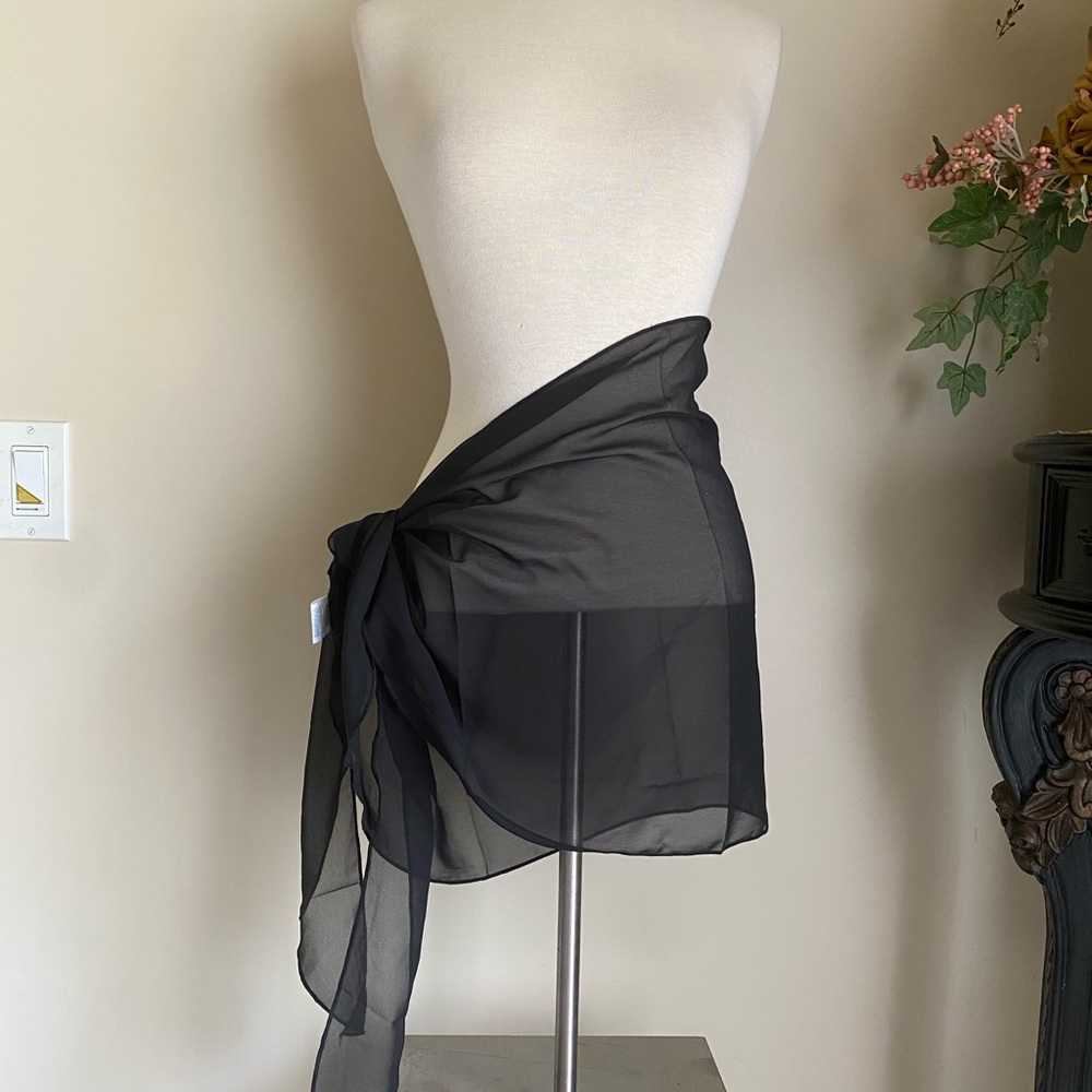 Sheer Black Wrap Skirt